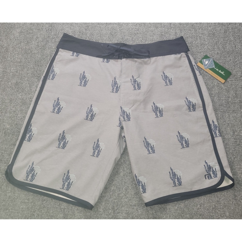 TravisMathew Sand In My Beer Board Shorts 33 Heather Sleet Cactus Eco 1MY383